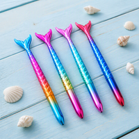 Stylo Gel Promotionnel Sirène Kawaii Mignon en Plastique 0,5 mm, Encre Noire à Écriture Fluide pour Filles, Prise de Notes, Journalisation, Bureau, École