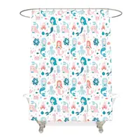 Modern Polyester Shower Curtains with Mermaid Design for Kids