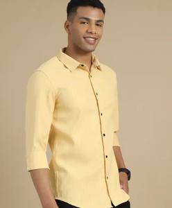 Chemise pour homme 100% coton coupe régulière, col mince, respirant, teint uni, tricoté, simple boutonnage, fermeture 3D ODM - Product Image 1