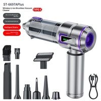 Aspirateur de voiture sans fil avec écran LCD, rechargeable, aspiration et soufflage intégrés, collecteur de poussière, autonomie 30-45 min