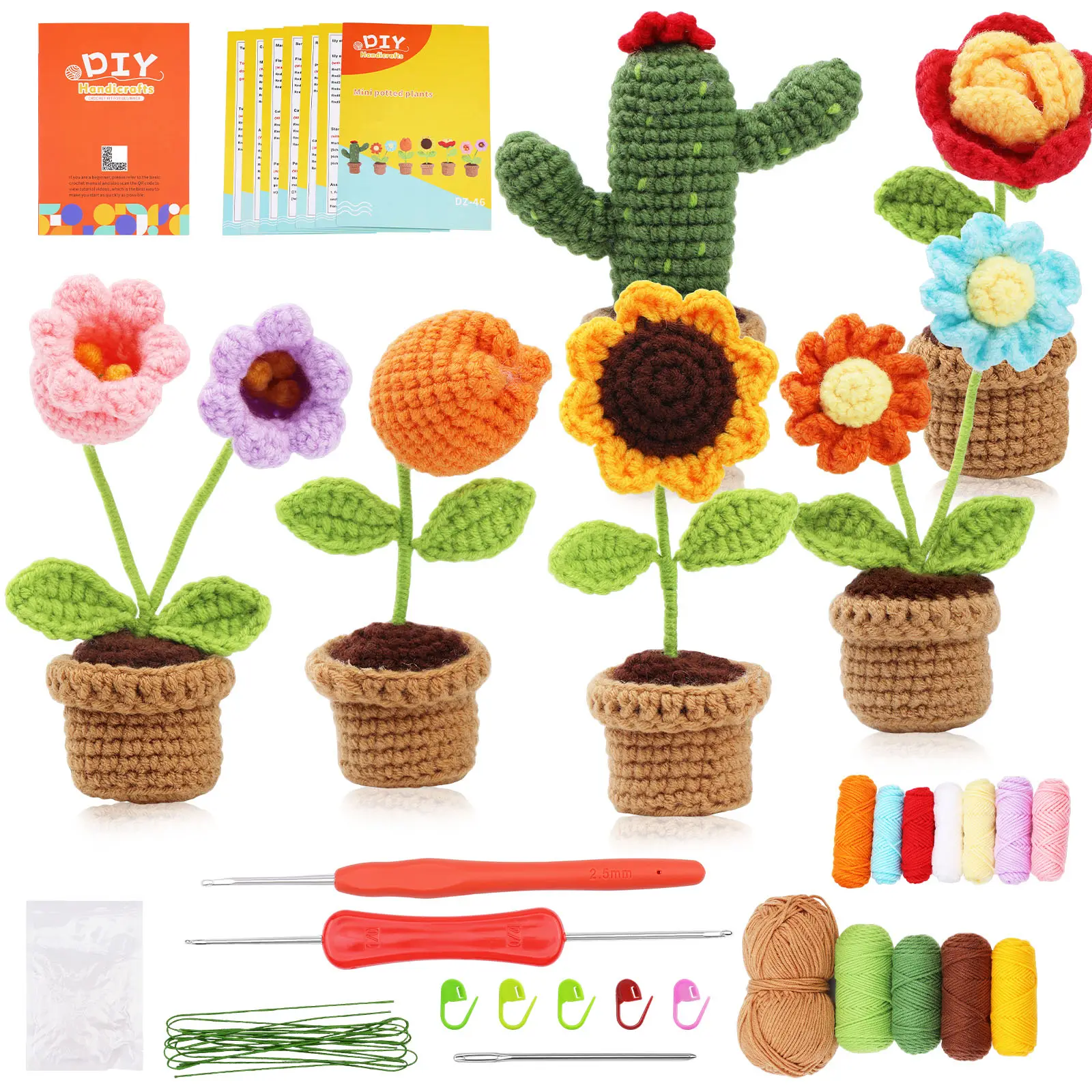 Crochet-Strickkits Blumenpflanzen-Serie Dekoration für Puppen und Modellherstellung