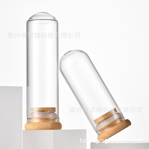 Glass Wishing Bottles 30mm Bamboo Stopper Transparent Round DIY Craft Supplies Empty Drifting Bottle For Handmade Star Bottles - Product Image 2