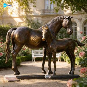 Sculpture de cheval en bronze moderne de taille personnalisée pour l'extérieur, mère et <span class=keywords><strong>poulain</strong></span>, pour la décoration de pelouse - Product Image 4