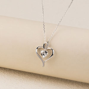 크리스탈 목걸이 S925 스털링 실버 도금 925 스털링 실버 크리스탈 러브 하트 매듭 모양 다이아몬드 펜던트 목걸이 - Product Image 2
