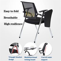 Chaise d'entraînement confortable avec tableau d'écriture, chaise de conférence pliable, table d'étudiant avec bras pour tablette