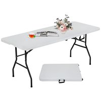 Vente en gros conception personnalisée pour l'extérieur table portable pliante en plastique pour banquet fête de mariage restaurant table blanche à chevalet pour événement pour traiteur