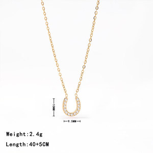 Collar Largo con Colgante de Herradura, Joyería de Acero Inoxidable, Chapado en Oro de 18K PVD, Antideslustre, para Mujer - Product Image 5