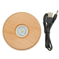Support d'affichage LED en bois de hêtre, support de lampe pour œuvres d'art en bois, support rotatif à 360°, support tactile coloré, affichage lumineux en cristal