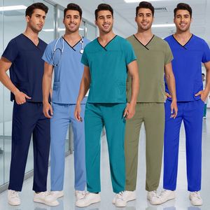 Custom logo Stretch Spandex Zipper Nurses Hospital Uniforms Nursing <b>Scrubs</b> Suit Uniforms Straight Stand Collar Women <b>Scrub</b> <b>Sets</b> - Product Image 1
