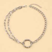 Collier géométrique rond en acier inoxydable avec pendentif, bijoux de fête unisexes