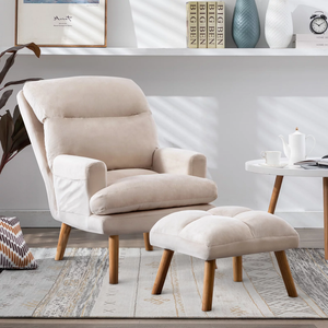 Hiện Đại Có Thể Điều Chỉnh Giữa Thế Kỷ Đồ Nội Thất Phòng Khách Nhung Vải Cánh Tay Giọng Phòng Chờ Ghế Bằng Gỗ Với Ottoman Cho Phòng Ngủ Bán - Product Image 2