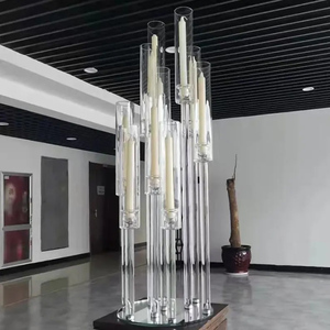 Candélabre en cristal durable LANJO, grand centre de table, tubes en verre, décorations en cristal. - Product Image 1