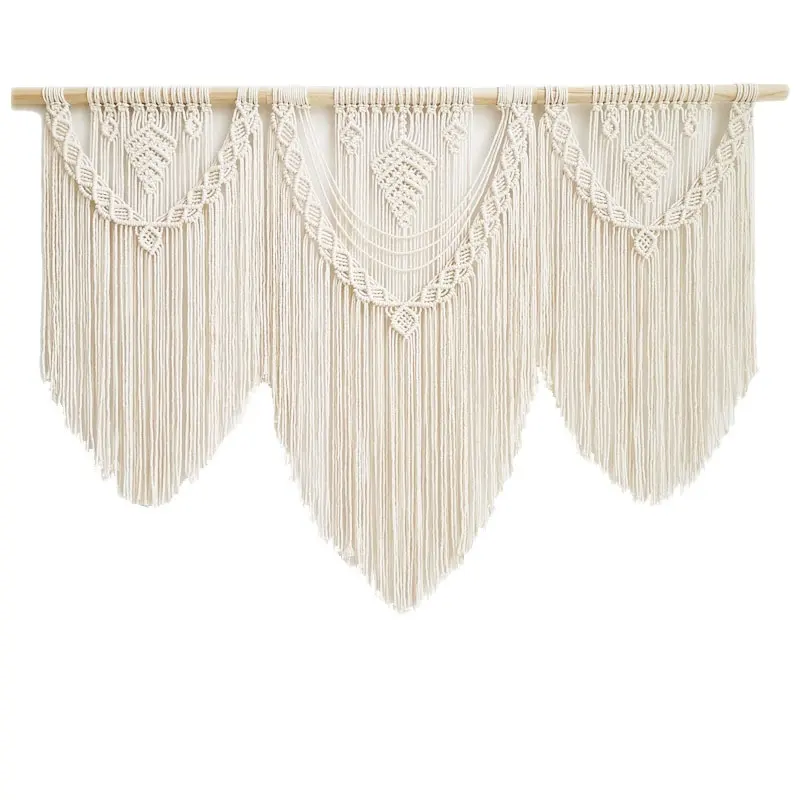 Tapiz de tejido a mano para decoración del hogar, tapiz colgante de pared bohemio con borlas, para apartamento, macramé, marroquí