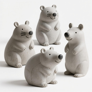 Estatua de hormigón Wombat hecha a mano para jardines e interiores, decoración de animales de madriguera para rocallas - Product Image 1