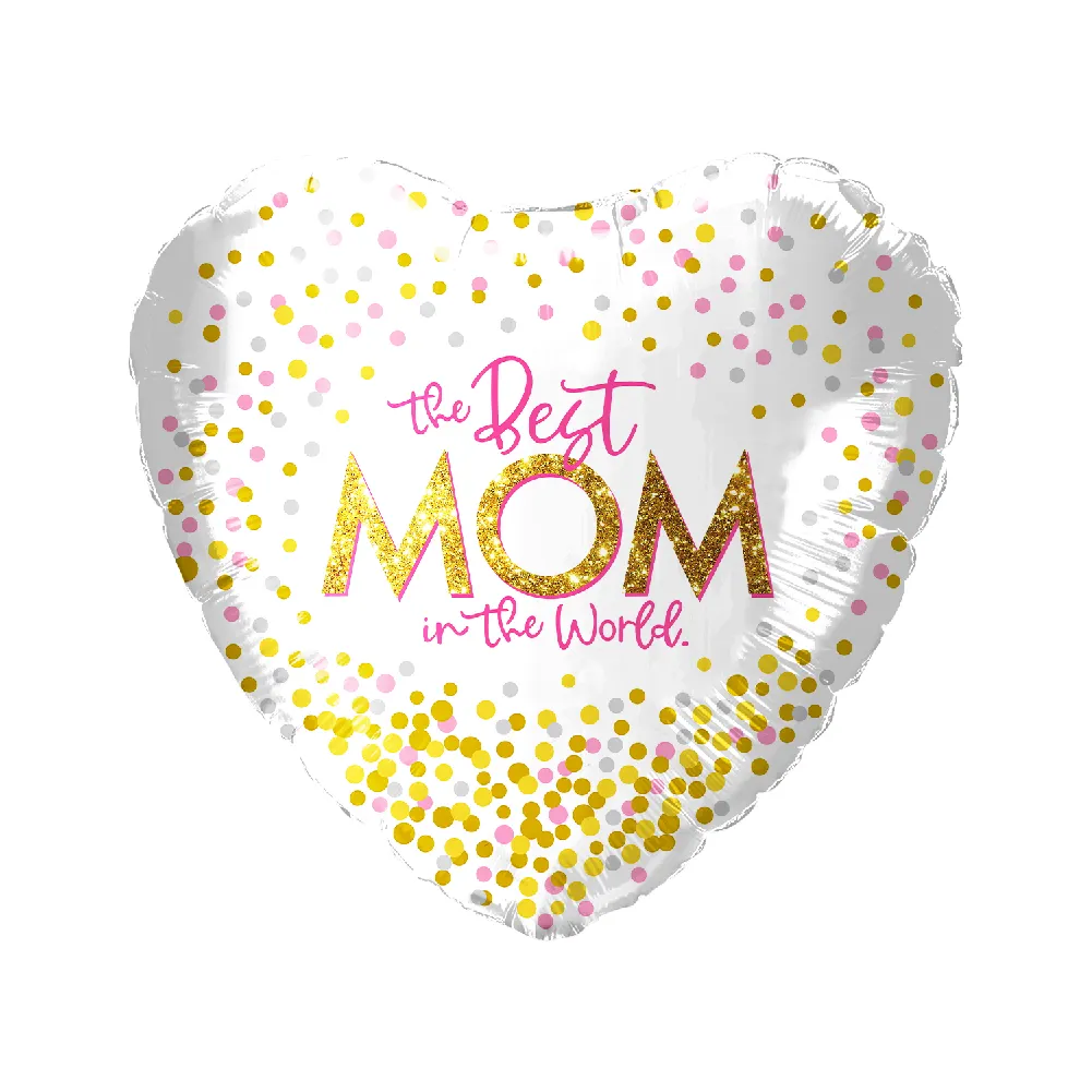 Nuovi prodotti olografici 18 pollici HMD miglior mamma mai Confetti palloncino in lamina a cuore per la decorazione felice della festa della mamma