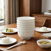 Ensemble de bols en porcelaine fine personnalisés, vaisselle ronde en porcelaine blanche pour la maison, le restaurant, l'hôtel, OEM ODM