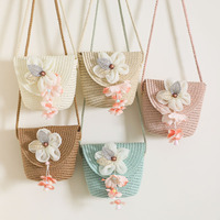 Sac bandoulière mini en rotin à rabat, nouveau modèle, tendance, motif dessin animé mignon, pour l'été, vente en gros