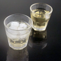 Verre à bière classique transparent en gros, verre à whisky octogonal, verre à boisson glacée 100ml/160ml en verre trempé