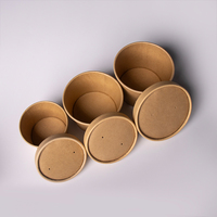 Bols à soupe en papier kraft de qualité alimentaire avec couvercles, contenants jetables à emporter pour soupe, nouilles et crème glacée