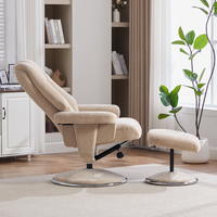 Fauteuil inclinable ergonomique réglable avec repose-pieds séparé, fauteuil de détente pivotant à 360 degrés en chenille pour coin lecture à domicile