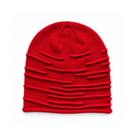 Bonnet en tricot plissé texturé à rayures horizontales pour femme, style décontracté et froncé, idéal pour l'hiver
