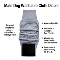 Faja Protectora para Perros Machos, Tejido Impermeable Reciclado, Transpirable, Reutilizable, Lavable, Anti-manchas, a Prueba de Fugas, Varios Tamaños
