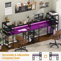 Vente en gros en usine de bureau à domicile noir avec lumière LED de 55 \ "Table d'ordinateur inversée étagère de rangement à 7 couches prise de courant matériau métallique