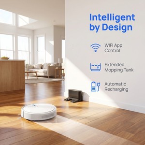 Smart WiFi Robot Vacuum Cleaner with App Control, Auto Recharge & Large Mopping Tank, 2-in-1 Sweep <b>Mop</b> Robot for Hardwood Floors - Product Image 3