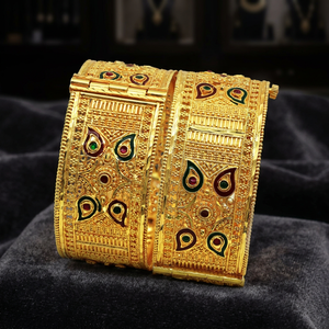 Venta al por mayor brazalete Kada de moda chapado en oro tinte, brazalete Kada tradicional, joyería India llena de oro tinte, brazalete Kada de oro latón. - Product Image 2