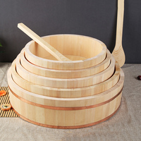 WanuoCraft Bac à mélanger pour riz en bois de qualité supérieure Bol à riz pour sushi en pin personnalisé pour les amateurs de sushi