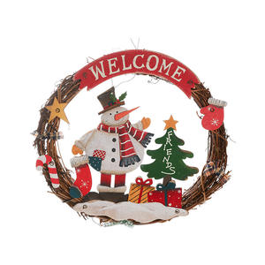 Muñeco de nieve y anciano, puerta de vid, corona de pared, adorno colgante de ventana de cristal navideño festivo para crear un ambiente acogedor - Product Image 5