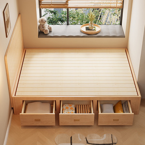 Cadre <span class=keywords><strong>de</strong></span> <span class=keywords><strong>lit</strong></span> Queen Size en bois massif <span class=keywords><strong>de</strong></span> frêne au design minimaliste du siècle moderne <span class=keywords><strong>Coffre</strong></span> <span class=keywords><strong>de</strong></span> <span class=keywords><strong>rangement</strong></span> à tiroirs jumeaux Chalet résidentiel Mobilier d'hôtel - Product Image 5