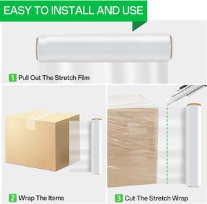 Huamaohengchun HDPE 18 Inch 80 Gauge Heavy Duty Stretch <b>Wrap</b> Roll 1500ft <b>Clear</b> Industrial Strength Tensile Strength 200-250MPa - Product Image 3