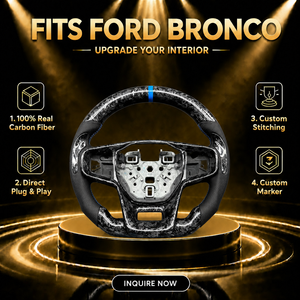 Volante de Fibra de Carbono Real para <span class=keywords><strong>Ford</strong></span> <span class=keywords><strong>Bronco</strong></span> 2021-2024, Cuero Perforado con Marcador Rojo, <span class=keywords><strong>Precio</strong></span> Bajo al por Mayor, Directo de Fábrica - Product Image 6