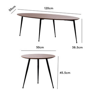 Modern Wood Coffee <b>Table</b> <b>Walnut</b> Oval Shape Living Room Side <b>Table</b> Minimalist Design - Product Image 5