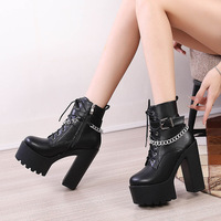 Bottines classiques rétro à boucle toutes saisons 2025 pour femmes, respirantes, imperméables, à talon épais ultra-haut