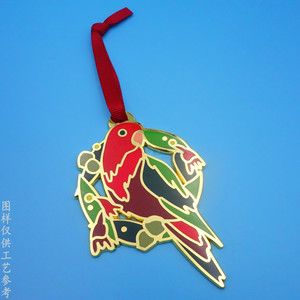 Ornement de Noël en métal émaillé en forme de perroquet, décoration suspendue pour arbre, cadeau - Product Image 1