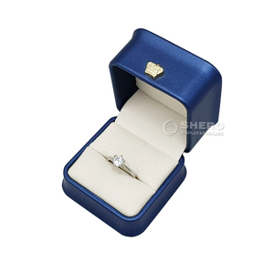 Durable Blue Pu Leather Jewelry <b>Box</b> With Crown Buckle Customizable For Wholesale Jewelry Orders - Product Image 1