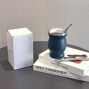 Ensemble de boisson Yerba Mate de style argentin, <span class=keywords><strong>gourde</strong></span> en acier inoxydable isolée sous vide de 8 oz (240 ml), paille bombilla, tasse cadeau - Product Image 4