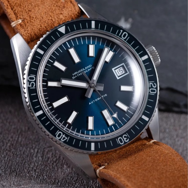 Hruodland Men Automatic Watch 40mm Mechanical Wristwatch Diver 20ATM Waterproof BGW-9 Luminous Bubble Sapphire Mirror PT5000