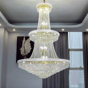Prodotto per scale da sposa dell'hotel su misura per decorazione interna lampada di lusso per Hotel Villa scalinata lampadario di cristallo a LED di lusso - Product Image 1