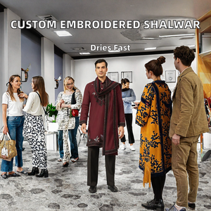 Shalwar Kameez pakistanais personnalisable en coton brodé, séchage rapide, coupe classique, toutes saisons, marque internationale Fashionista - Product Image 2