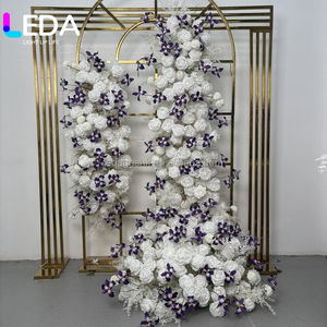 Arreglo Floral de Rosas Blancas y Moradas Personalizado de Fábrica LEDA, Camino de Mesa de Flores Artificiales para Decoración de Eventos y Bodas - Product Image 6