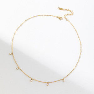 High <span class=keywords><strong>End</strong></span> 18k altın kaplama paslanmaz çelik tatlı su inci hazır gemi çapraz zincir Dangle kolye - Product Image 2