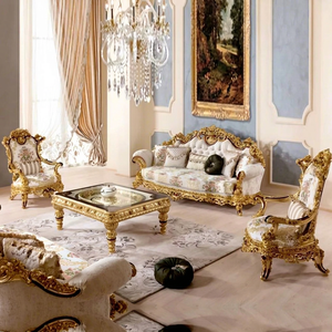 Luxury Royal White <b>Gold</b> Wood Sectional L-Shape <b>Sofa</b> Set Sponge Eco-Friendly Durable Traditional Design Apartment Living Room - Product Image 1