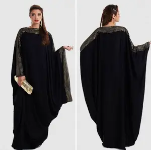 Gamis Abaya Longgar Elegan Arab Baru Ukuran Plus Busana Muslim Desain Pakaian Wanita Hitam Dubai Abaya