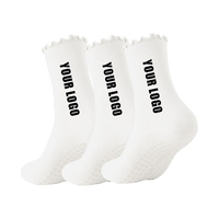 Chaussettes de yoga et de Pilates personnalisées pour femmes, antidérapantes, pour la danse en intérieur, chaussettes de sport avec grip, chaussettes de yoga et de Pilates à volants, avec grip antidérapant