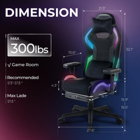 Chaise de jeu de course robuste LED RGB Chaise de jeu inclinable colorée fonctionnelle avec lumières et haut-parleurs