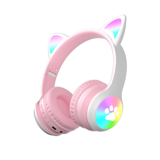 New Casque bluetooth RGB LED Glowing Cat Ear for Bluetooth Headset On/Over Ear Mobile Phone Gaming Streaming Headphones Battery