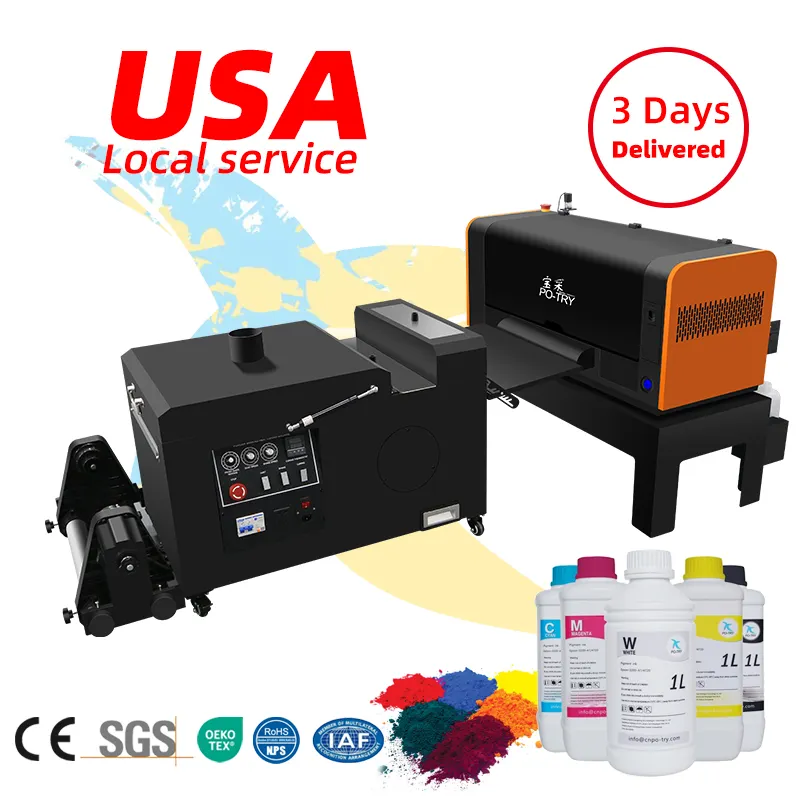 PO-TRY dtf impressora dtf impressora com pó shaker e forno dígito t camisa a3 dtf impressora i3200 máquina de impressão